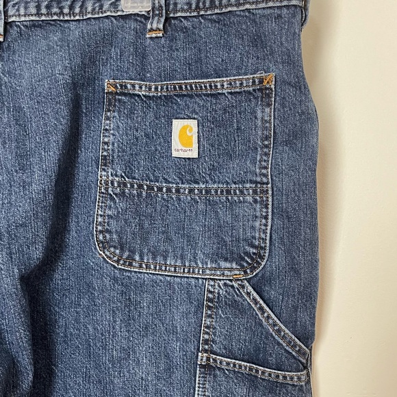 Carhartt Blue Loose Fit Cargo Carpenter Work Construction Jeans Size 46x30 - Picture 7 of 10